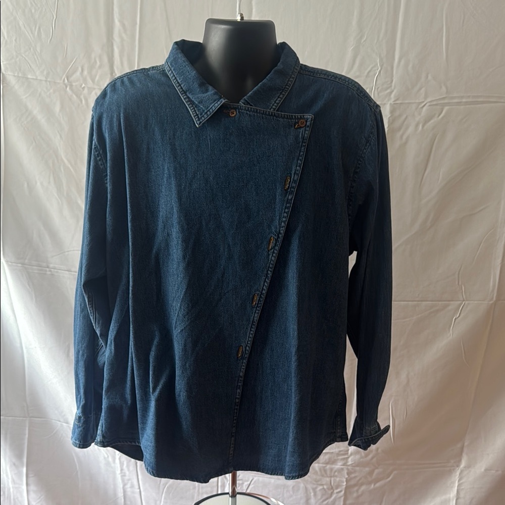 Asymmetrical Button Denim Shirt